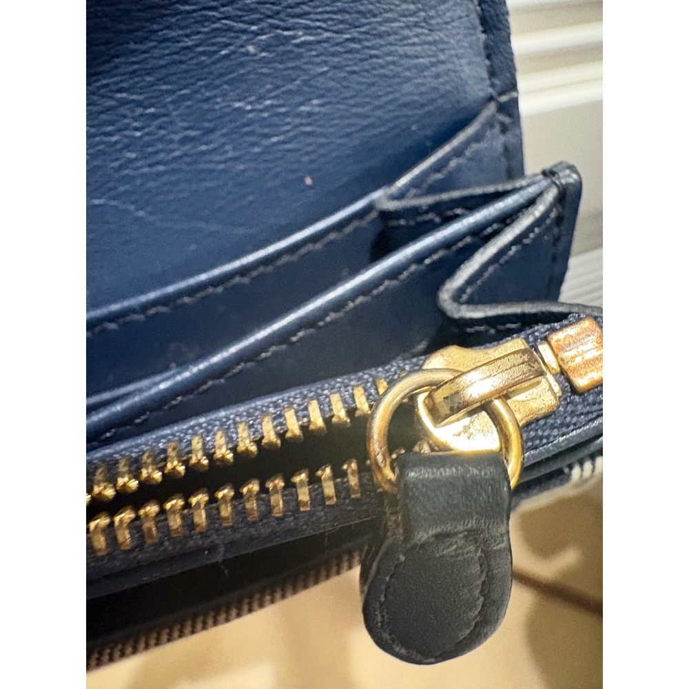 Burberry Navy Blue Pebbled Leather House Check Continental Long Wallet Italy - Picture 12 of 13